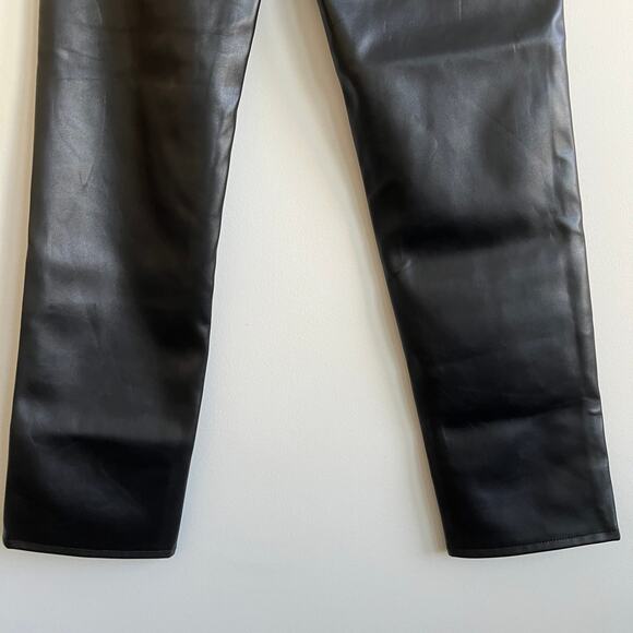 PacSun Stretch Dad Asymmetrical Waist Jeans Faux Leather Black 24 NWT - Picture 8 of 12